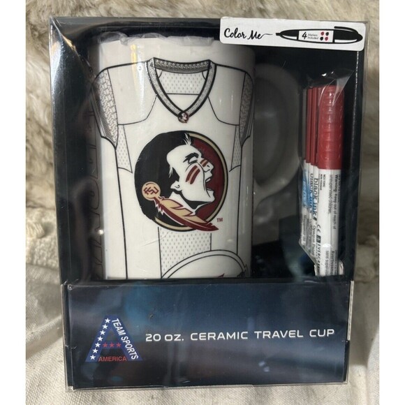 FSU Noles 20 oz Personalizable  Ceramic Travel Coffee Mug W/Team Color Markers - Picture 1 of 10